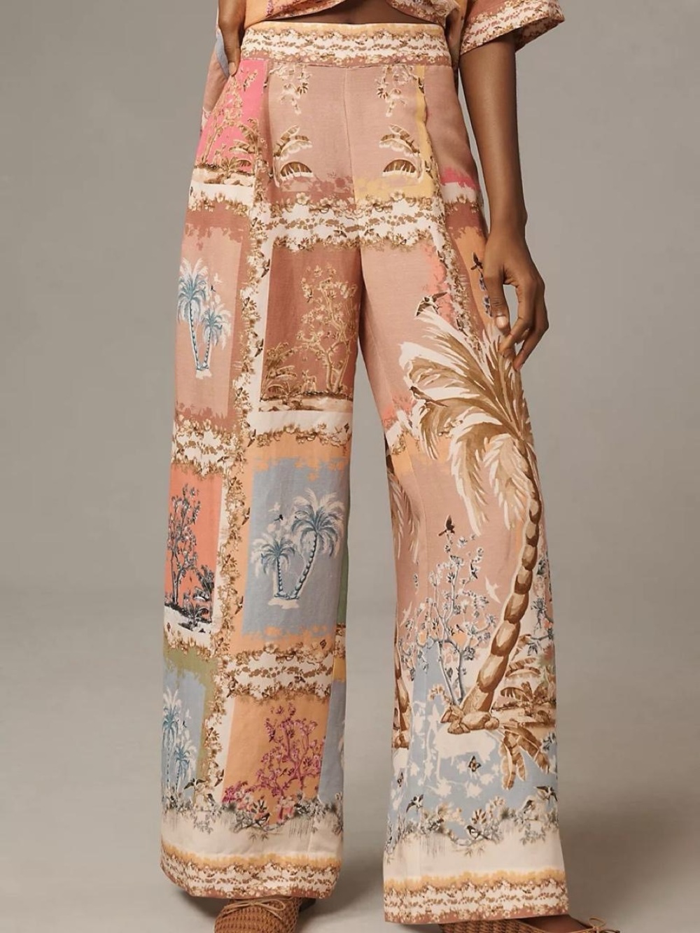Ranna Gill Palm Beach Print Wide Leg Pants